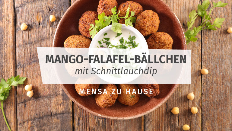 Mensa at home: recipe for  mango-falafel balls with chive dip